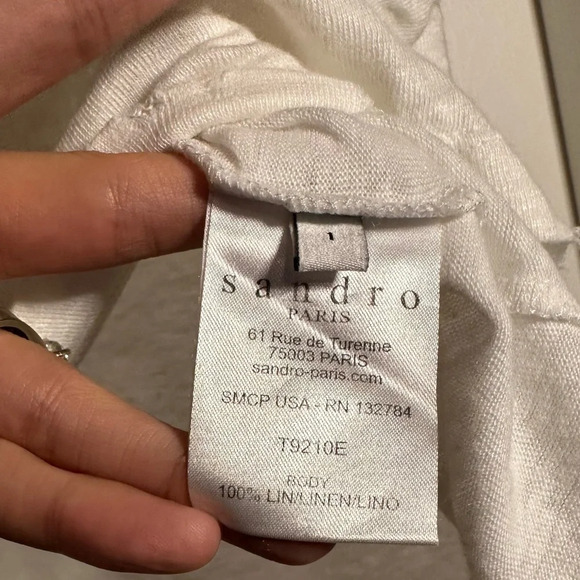 Sandro Paris White Linen Top Size 1/Small - Picture 6 of 6